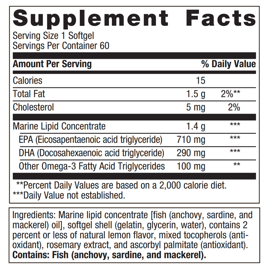 OmegaGenics EPA-DHA 1000 by Metagenics Ingredients Label