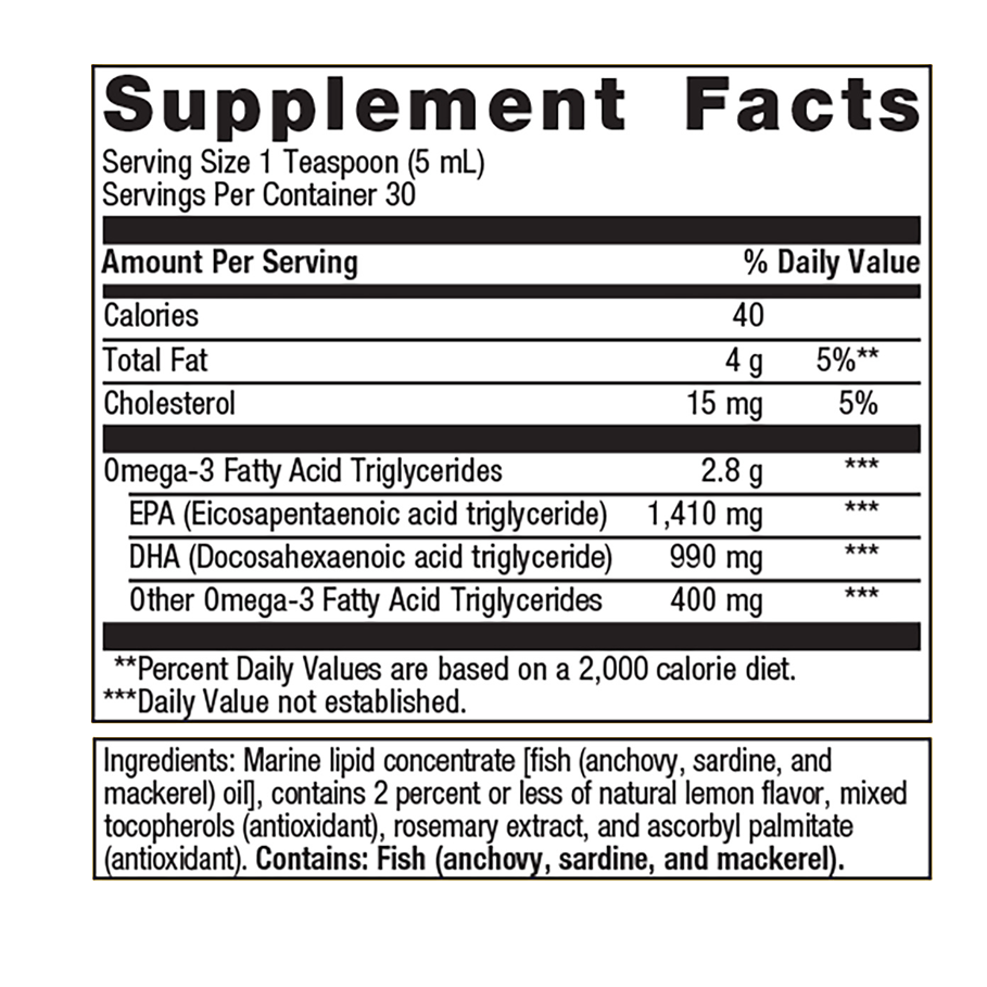 OmegaGenics EPA-DHA 2400  by Metagenics Ingredients Label