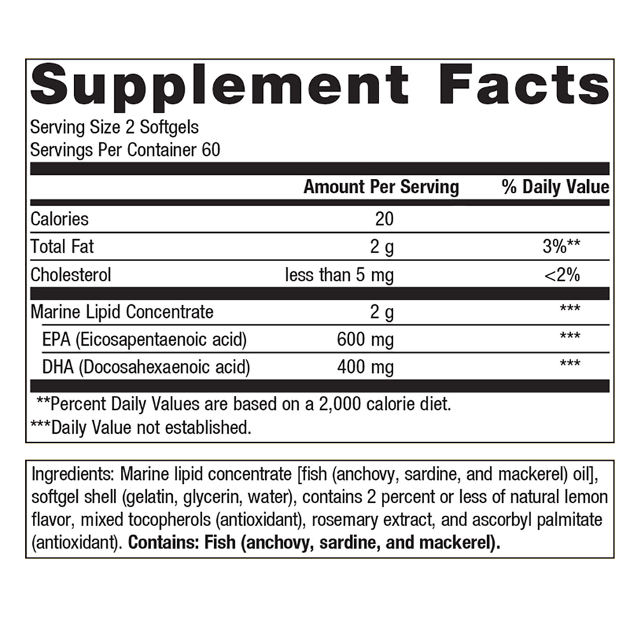 OmegaGenics EPA-DHA 500 by Metagenics Ingredients Label