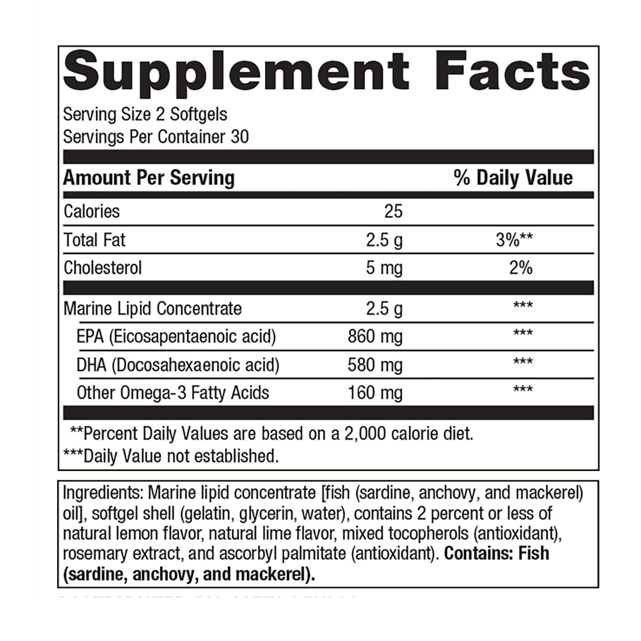 OmegaGenics EPA-DHA 720 by Metagenics Ingredients Label