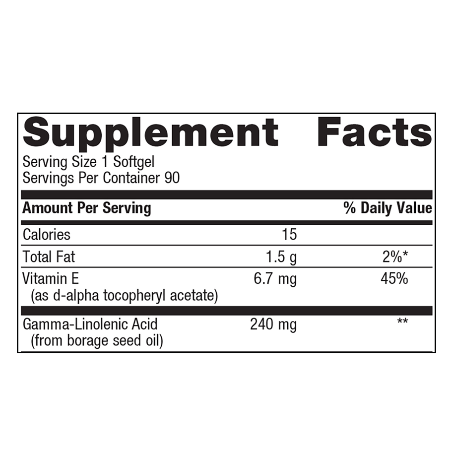 OmegaGenics GLA 240 by Metagenics Ingredients Label