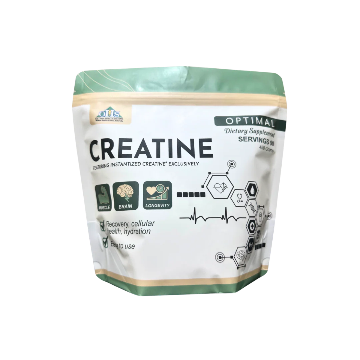 Optimal Health Systems Optimal Creatine instantized creatine monohydrate powder 450 g for strength recovery endurance and cellular energy