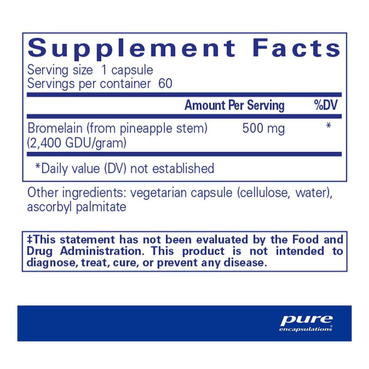 Bromelain 2400 500mg 60 capsules by Pure Encapsulations