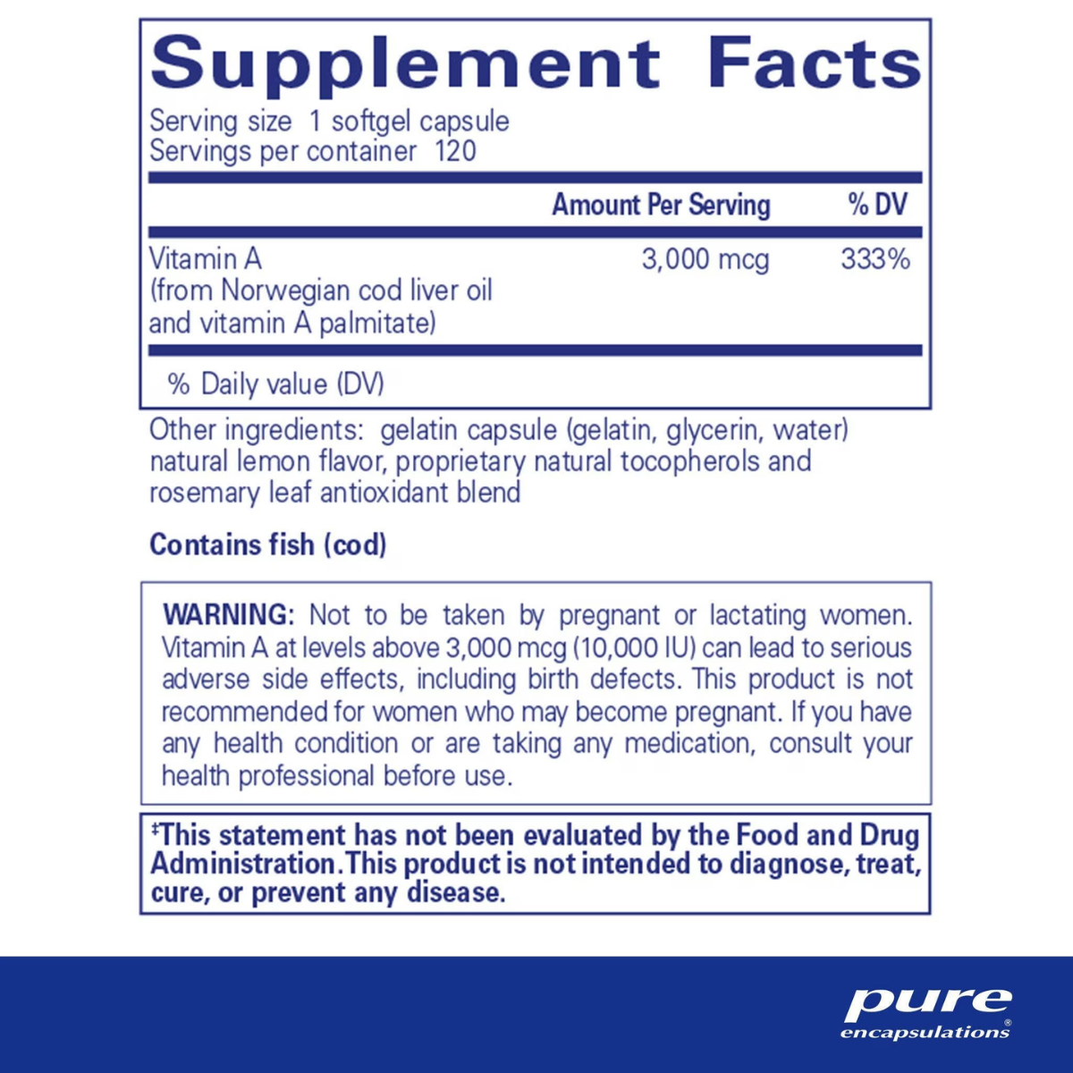 Vitamin A 10,000 IU by Pure Encapsulations