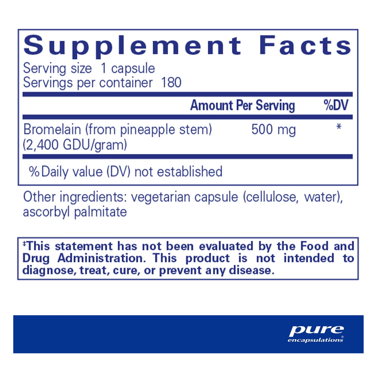 Bromelain 2400 500mg 180 capsules by Pure Encapsulations