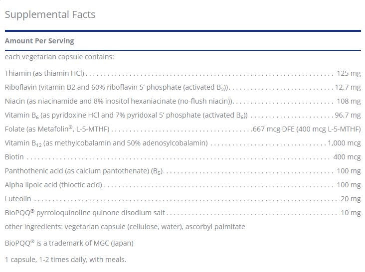 Ultra B-Complex w/PQQ by Pure Encapsulations