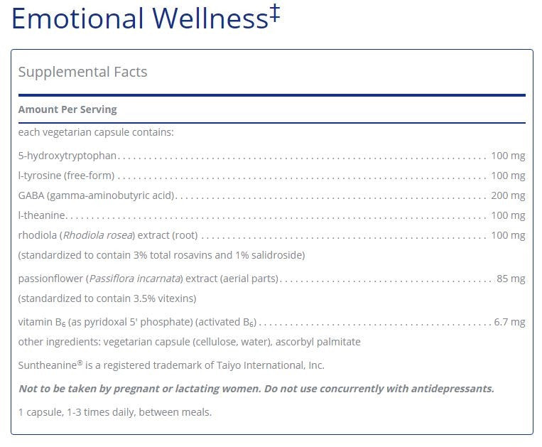 Emotional Wellness 60 capsules  by Pure Encapsulations