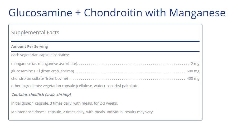 Glucosamine + Chondroitin with Manganese 360 capsules by Pure Encapsulations