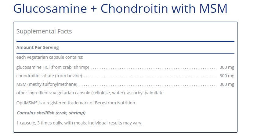 Glucosamine + Chondroitin with MSM 360 capsules by Pure Encapsulations