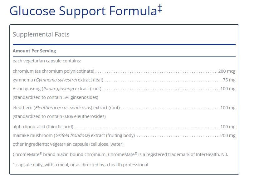 Glucose Support Formula 60 capsules by Pure Encapsulations