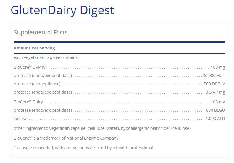 Gluten/Dairy Digest 60 capsules by Pure Encapsulations