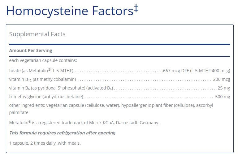 Homocysteine Factors 60 capsules  by Pure Encapsulations
