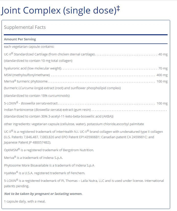 Joint Complex (single dose) 60 count by Pure Encapsulations