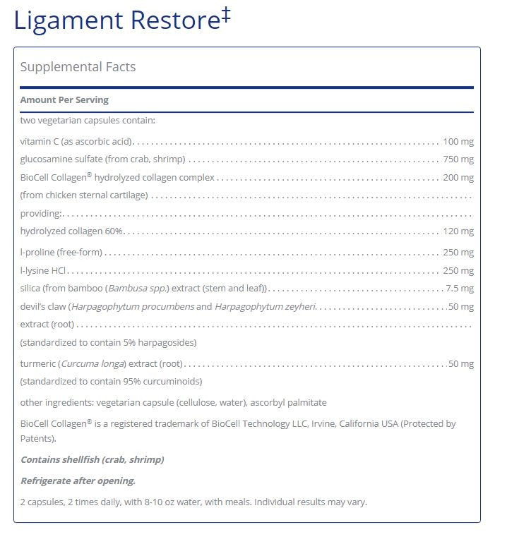 Ligament Restore 240 capsules by Pure Encapsulations