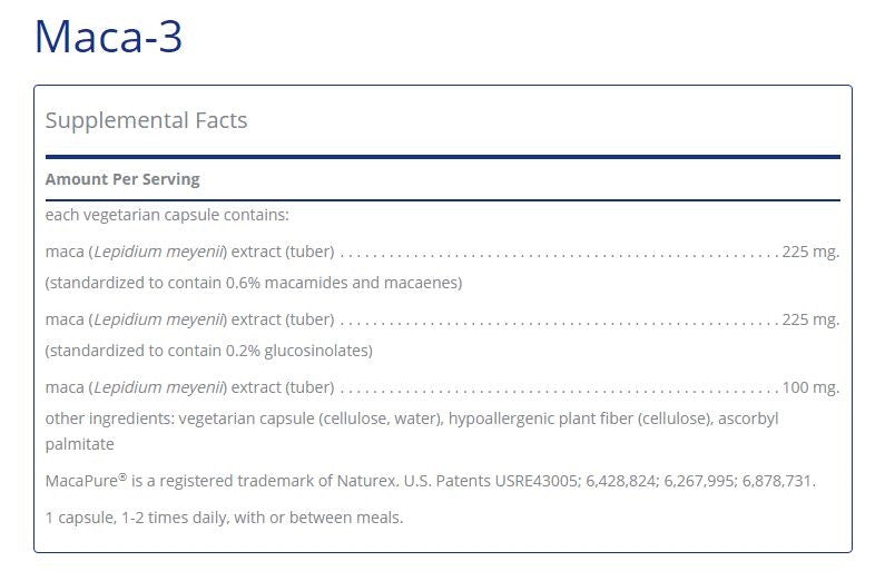 Maca-3 60 capsules by Pure Encapsulations
