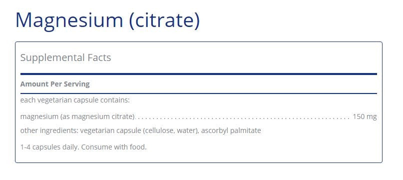 Magnesium (citrate) 90 capsules by Pure Encapsulations