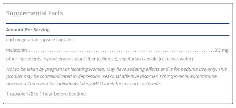 Melatonin .5mg 180 capsules by Pure Encapsulations