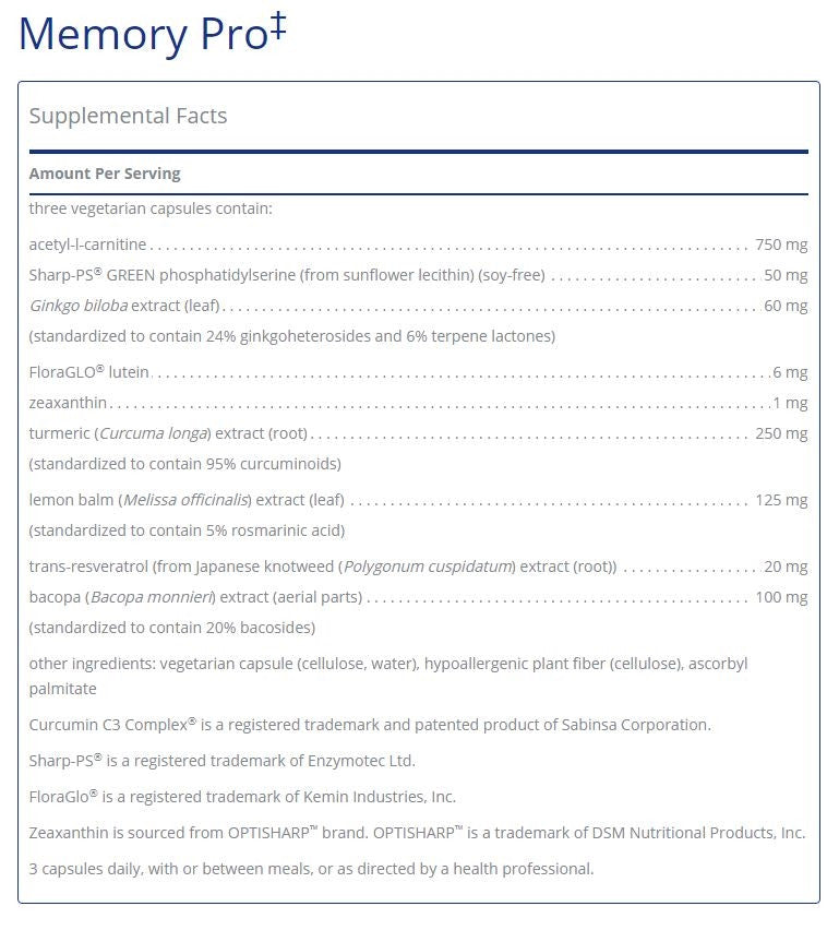 Memory Pro 90 capsules by Pure Encapsulations