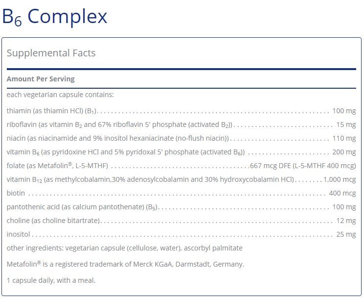 B6 Complex 60 capsules by Pure Encapsulations