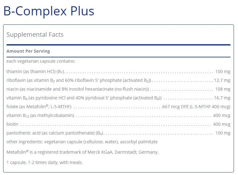 B-Complex Plus 60 capsules by Pure Encapsulations
