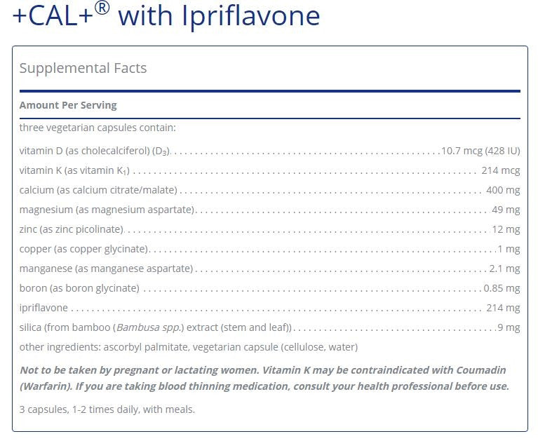 +CAL+ with Ipriflavone 210 capsules by Pure Encapsulations