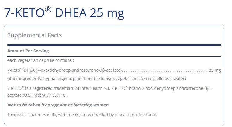 7-KETO DHEA 25mg 60 capsules by Pure Encapsulations