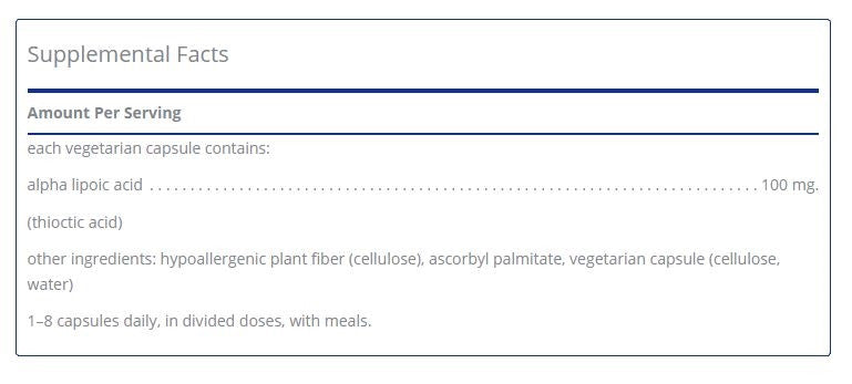 Alpha Lipoic Acid 100mg 60 capsules by Pure Encapsulations