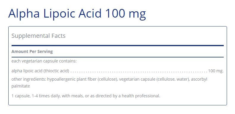 Alpha Lipoic Acid 100mg 120 capsules by Pure Encapsulations