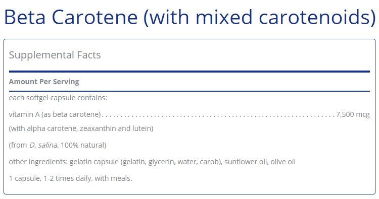 Beta Carotene 90 capsules by Pure Encapsulations