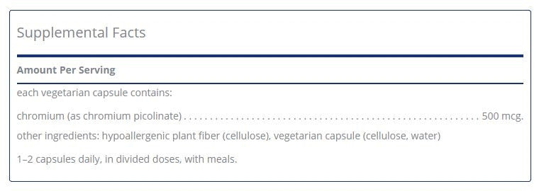 Chromium (picolinate) 500mcg 180 capsules by Pure Encapsulations