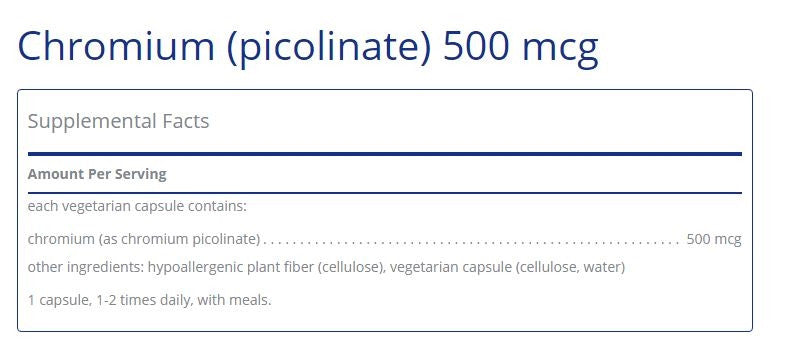 Chromium (picolinate) 500mcg 60 capsules by Pure Encapsulations