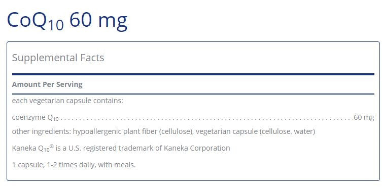 CoQ10 60mg 250 capsules by Pure Encapsulations