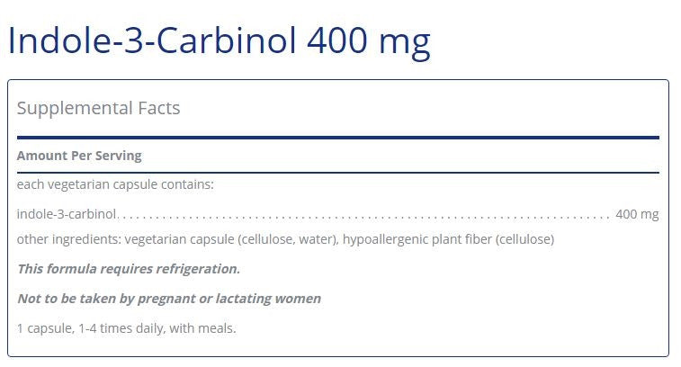 Indole-3-Carbinol 400mg 60 capsules by Pure Encapsulations