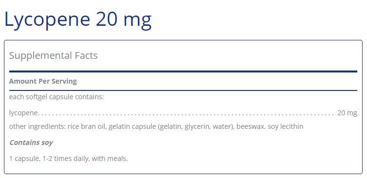 Lycopene 20mg 60 capsules by Pure Encapsulations