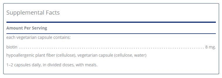 Biotin 8mg 120 capsules by Pure Encapsulations