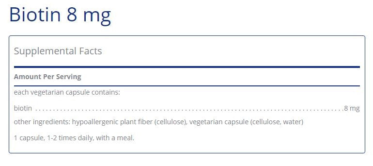 Biotin 8mg 60 capsules by Pure Encapsulations