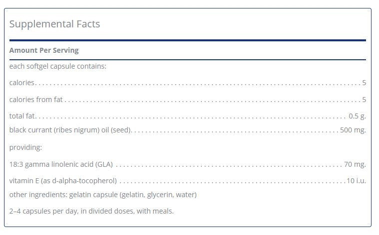 Black Currant Seed Oil 100 capsules by Pure Encapsulations
