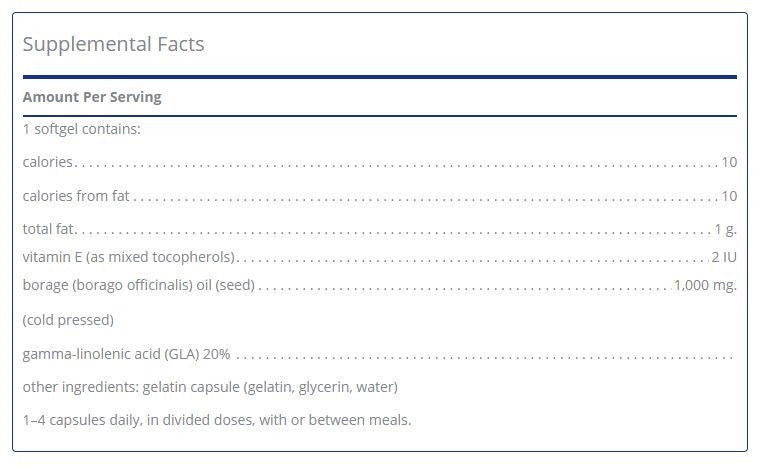 Borage Oil 180 capsules by Pure Encapsulations