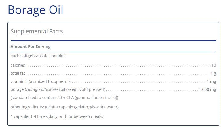 Borage Oil 60 capsules by Pure Encapsulations