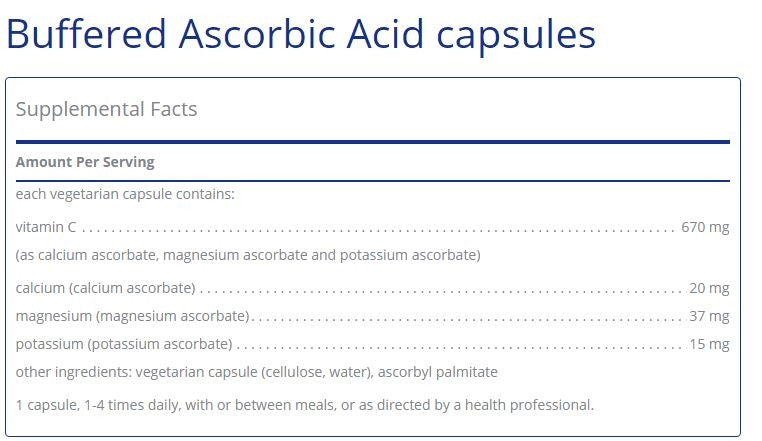 Buffered Ascorbic Acid 250 capsules by Pure Encapsulations
