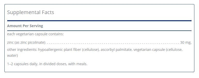 Zinc 30 by Pure Encapsulations (60 Capsules)