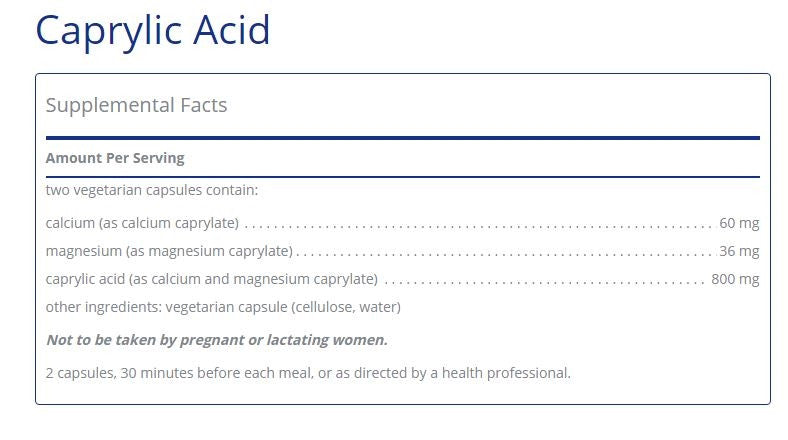 Caprylic Acid  240 capsules by Pure Encapsulations