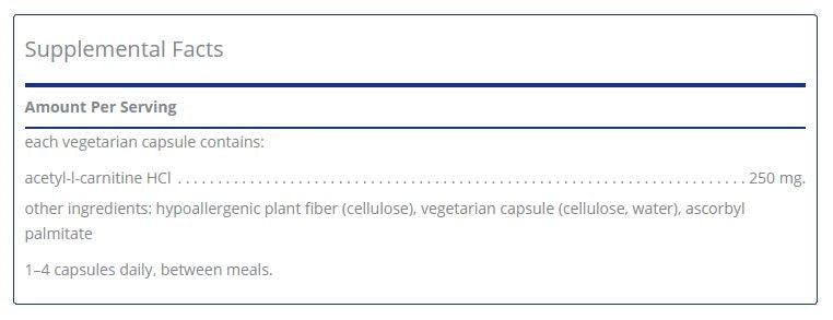 Acetyl-L-Carnitine 250mg by Pure Encapsulations
