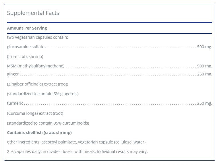 Glucosamine/MSM with joint comfort herbs 180 capsules  by Pure Encapsulations