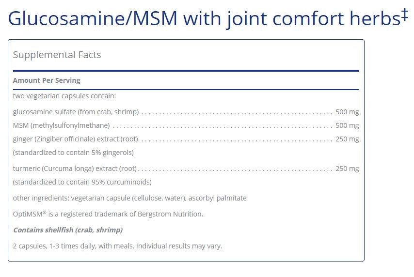 Glucosamine/MSM with joint comfort herbs 360 capsules  by Pure Encapsulations
