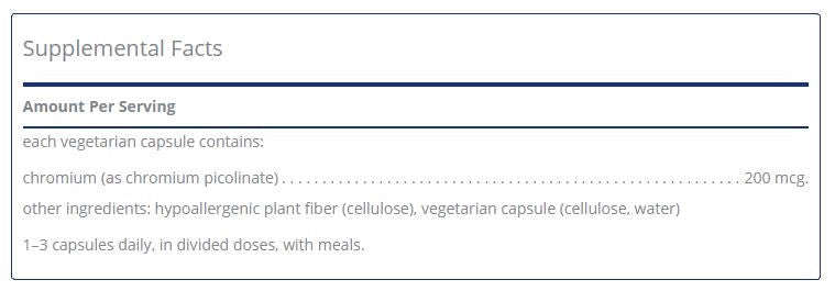 Chromium (picolinate) 200mcg 180 capsules by Pure Encapsulations