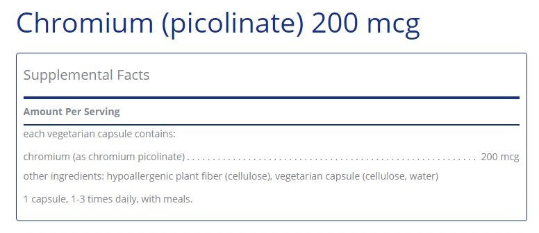 Chromium (picolinate) 200mcg 60 capsules by Pure Encapsulations