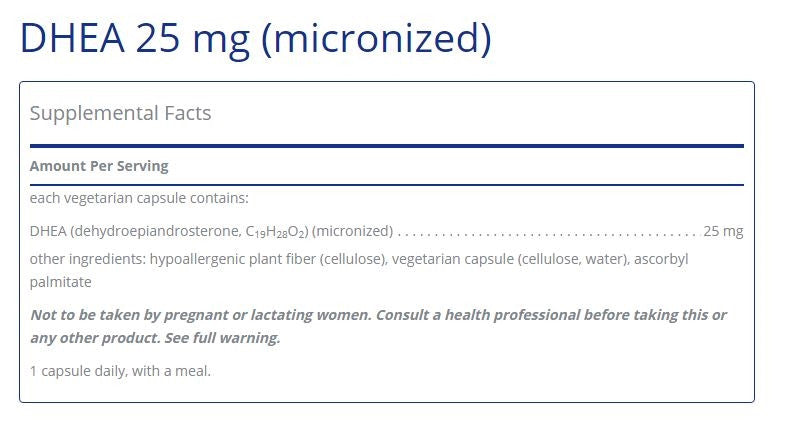 DHEA 25mg 60 capsules by Pure Encapsulations