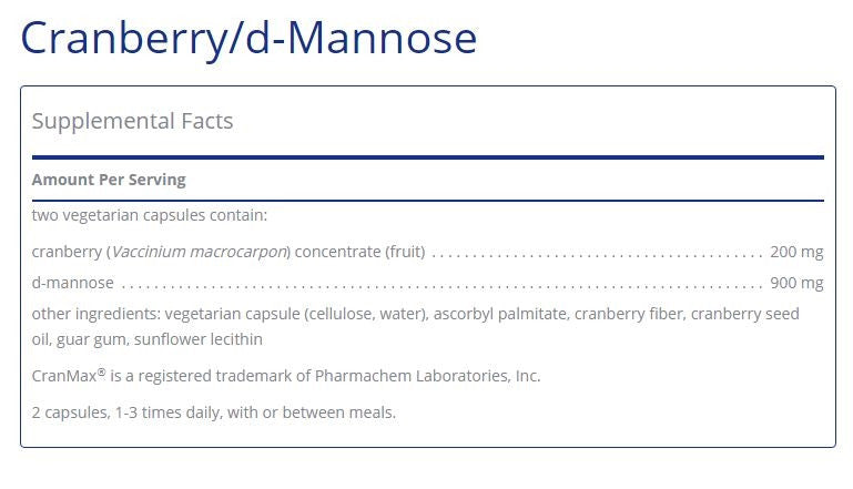 Cranberry/D-Mannose 90 capsules by Pure Encapsulations