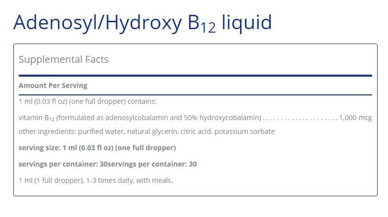 Adenosyl/Hydroxy B12 liquid by Pure Encapsulations